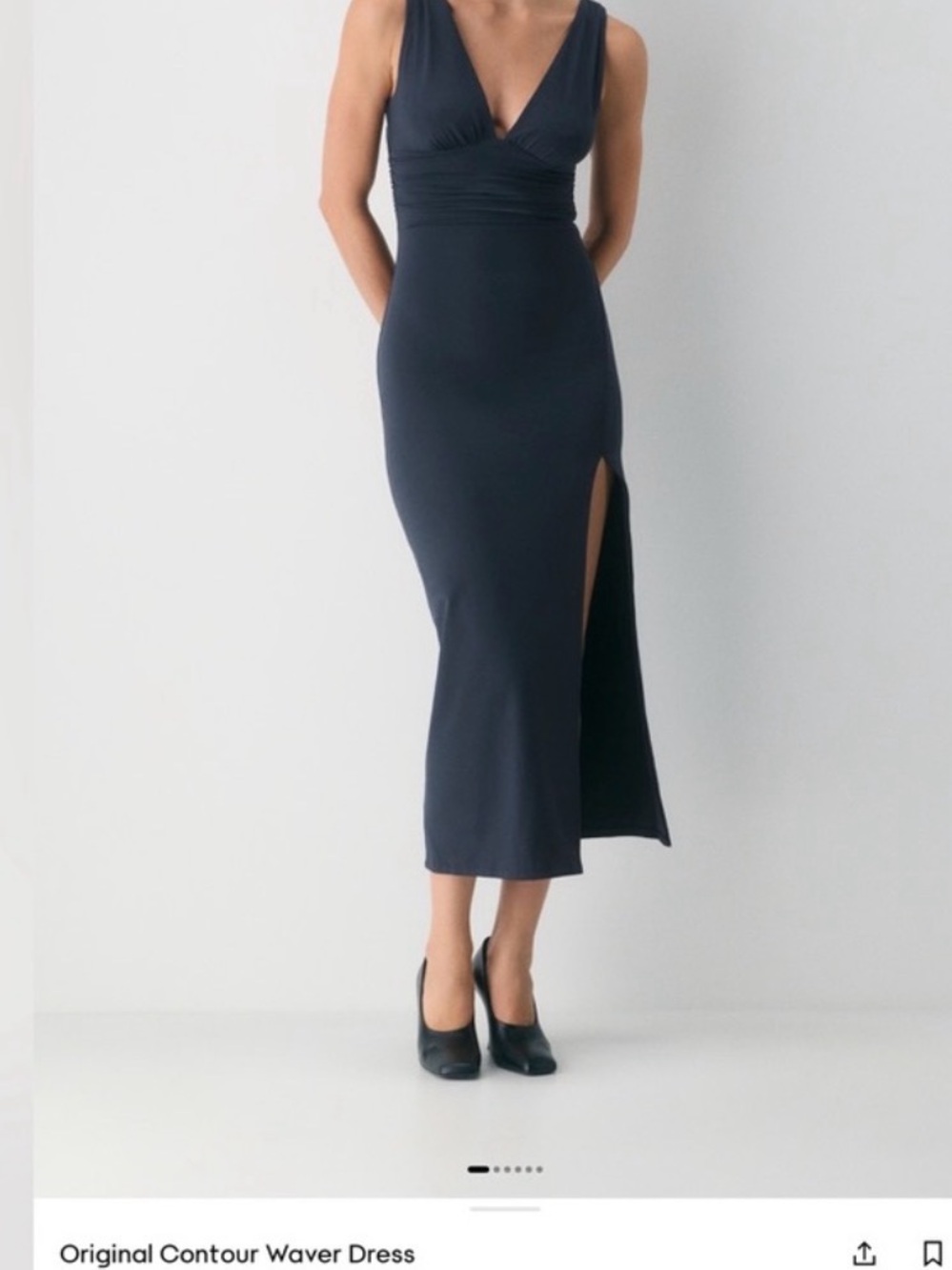 Aritzia Black Contour Midi Dress with Side Slit